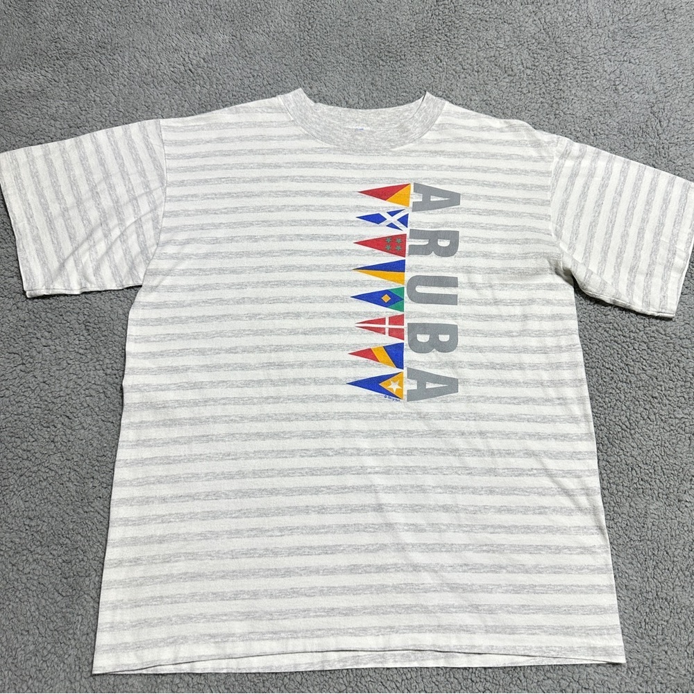 Vintage Aruba Flag Graphic T-Shirt Kingstree Classic USA 90s Men’s Large Tee